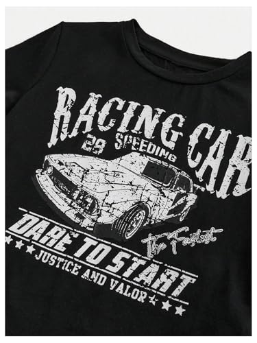 Verdusa Girl's Vintage Letter Print Graphic Tees Crew Neck Crop Tops Short Sleeve Fitted Tops4