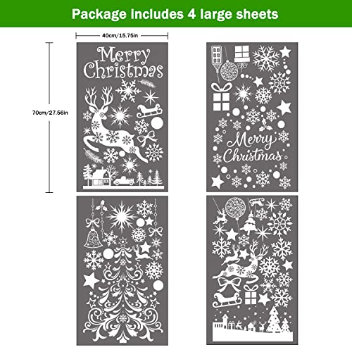 LOKIPA Christmas Window Clings - Large Size Xmas Snowflakes Decals for Window Decorations