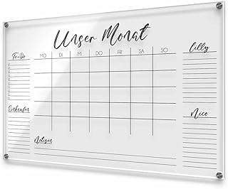 Wochenplaner personalisiert für die Familie - Acrylglas Kalender abwischbar zum beschriften - Familienplaner groß selbst gestalten - besonderes Muttertagsgeschenk Mama - ca. 60x40 cm