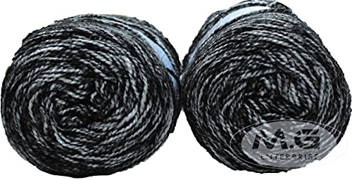 Image of Ganga Spectrum Carbon (400 gm) Wool Ball Hand Knitting Wool /Art Craft Soft Fingering Crochet Hook Yarn, Needle Knitting Yarn Thread Dyed. with Needl W XA