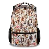 NICEFORNICE School Bags for Girls, 17 Inch Horse Cute Backpack for Kids, Brown Lightweight Bookbag for Horse Lover