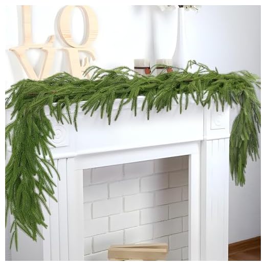 27+ Charming Vintage Christmas Decor Ideas to Try 6 Hananona 2 Pcs 6 Ft Artificial Norfolk Pine Garlands, Real Touch Winter Pine Garland, Green Artificial Greenery Garland for Table, Mantle, Wall, Indoor, Outdoor Christmas Decorations (2, 6 FT)