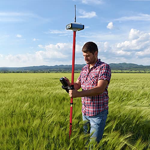 AdirPro Aluminum GPS Rover Rod – 2m 2-Piece Design GPS Pole for Land Surveying & Engineering – RTK GPS/GNSS Accessory – Includes Level Vial & Carrying Case (Red)