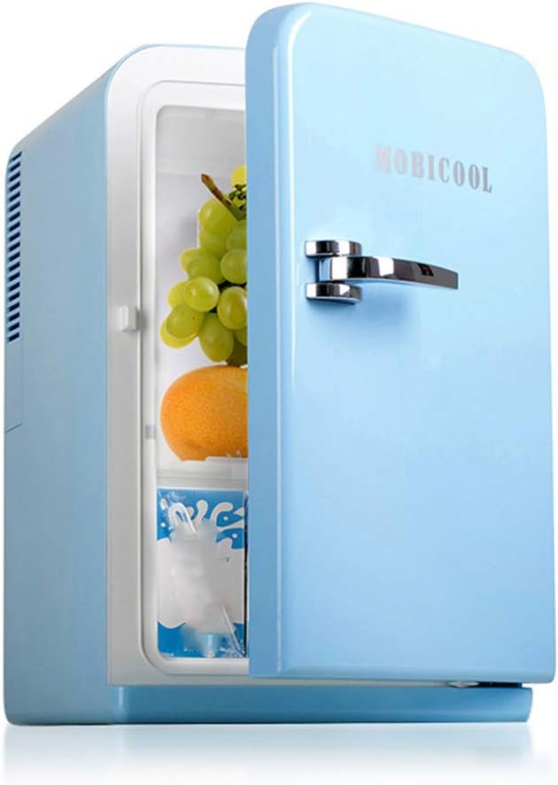 Mini Refrigerator Electric Cooler and Warmer (15L/22 Cans) - for Skin Care Milk Food Bedroom and Travel Refrigerators (Blue)