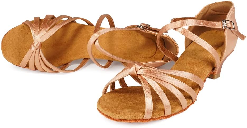 TINRYMX Girls&Women Latin Dance Shoes Silk Ballroom Salsa Tango Professional Performance Practice Dance Shoes,Model-SS-TL-ZSXGG/202