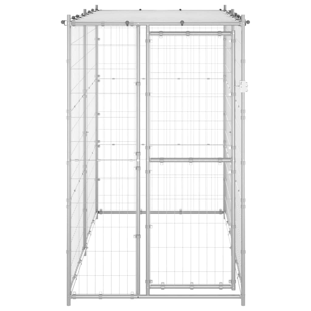 vidaXL Chenil Extérieur Acier Galvanisé avec Toit 110x220x180 cm Enclos Cage