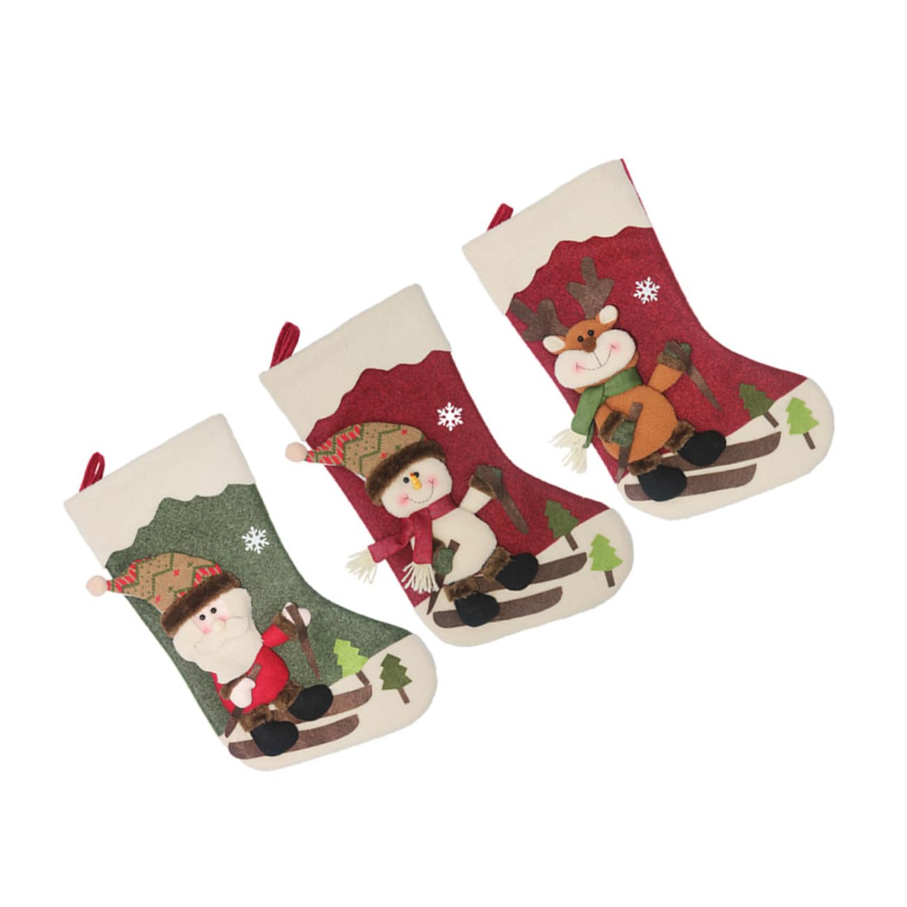 3stücke Weihnachtsstrümpfe Mit Santa Und Elch Dekoration Für Weihnachtsbaum Und Festliche Für Mädchen Und Zuhause