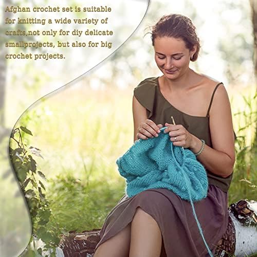 Aeelike Bamboo Tunisian Crochet Hooks Set, Wood Crochet Hooks with Plastic Cable, 120cm Long Afghan Tunisian Crochet Hook for Blankets, Bamboo Cable Needles for Crocheting Tunisian Crochet Starter Kit