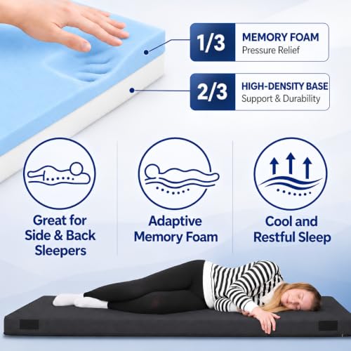 Image of Hazli Matrix AirCell Memory Foam Camping Mattress Pad - CertiPUR-US Roll Up Mattress for Adults - Portable Foam Sleeping Mats for Camping - Camp Cot Sleeping Pad - Floor Sleep Mat Bed Roll for Car RV