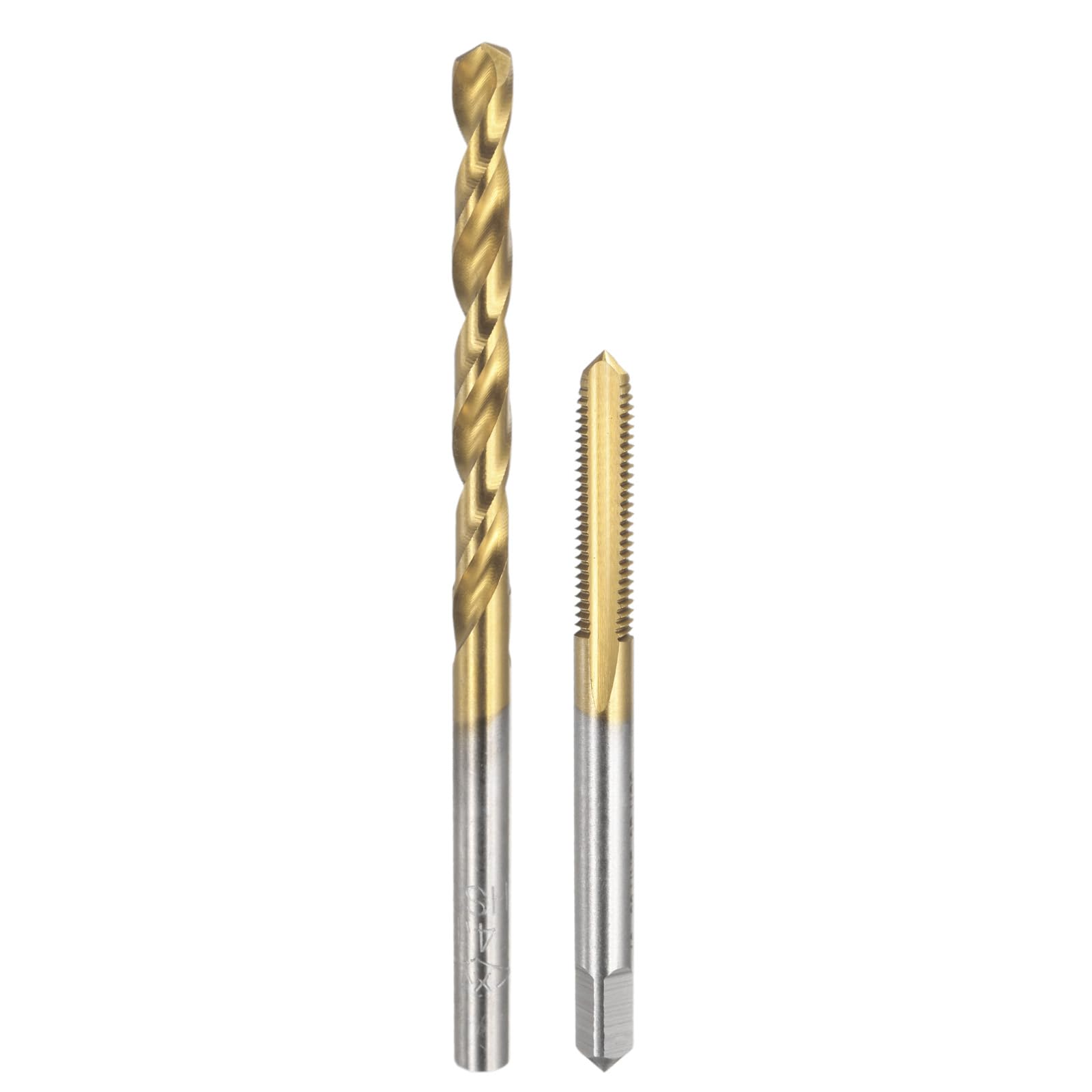 Set di Maschi e Punte da Trapano, 1 Maschio a Filettatura Dritta UNF 10-32 e 1 Punta elicoidale da Trapano da 4,1 mm, Kit di Utensili per Filettatura HSS-6542 Rivestiti in Titanio