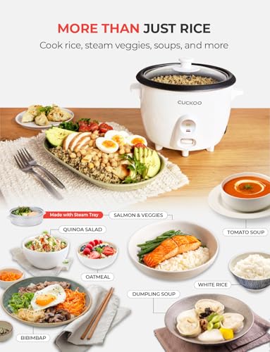 CUCKOO One Touch Rice Cooker 12-Cup Cooked, Small Rice Cooker & Warmer with Steamer Tray, Versatile Grain Cooker, Soup Maker, Auto Keep Warm, 6-Cup Uncooked, White (CR-0601C) #4
