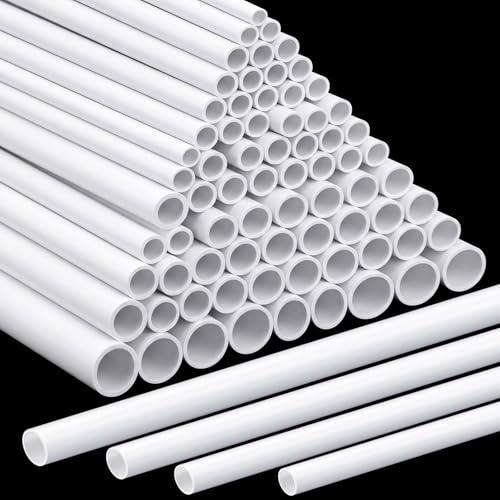 Image of Outus 80 Pcs ABS Round Plastic Tube 4 Sizes 3 /4 /5 /6mm White Bars Rod Hollow Tubing Connector Plastic Rod for DIY Crafts Sand Table Architectural Model Making