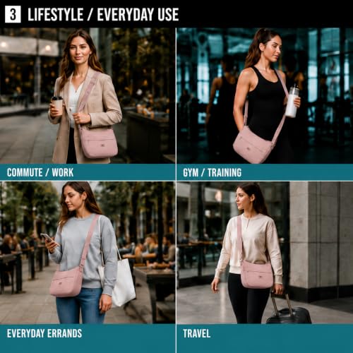 Image of Reebok Womens Crossbody Bag - Lightweight Stylish Nylon Quilted and Non-Quilted Everyday Crossbody Sling Bags for Women