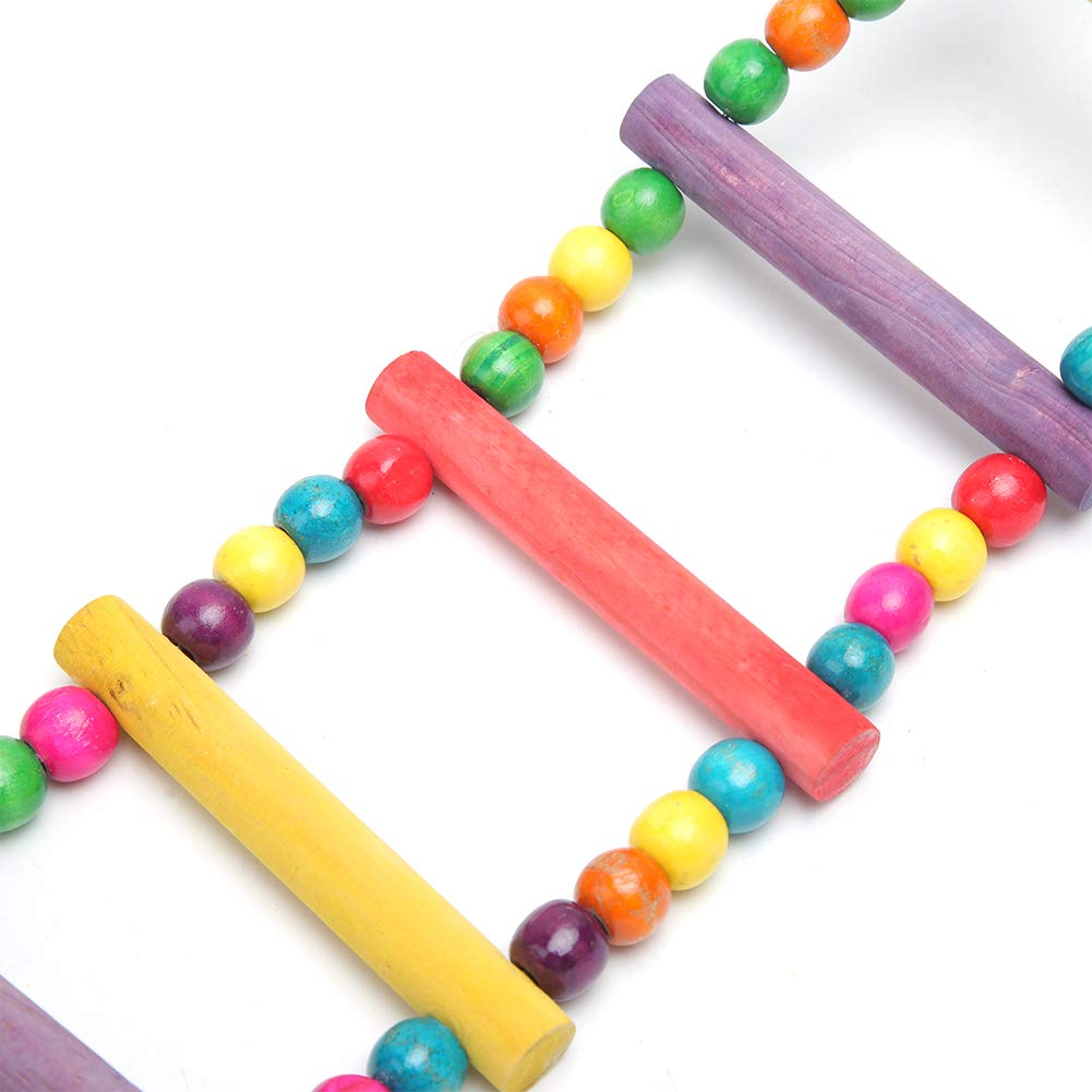 3PCS Bird Chewing Toy Set | Colorful Blocks String/Frosted Rod/Ladder Swing | Wood Parrot Biting Toy | Cage Accessory for Parrots & Small Birds