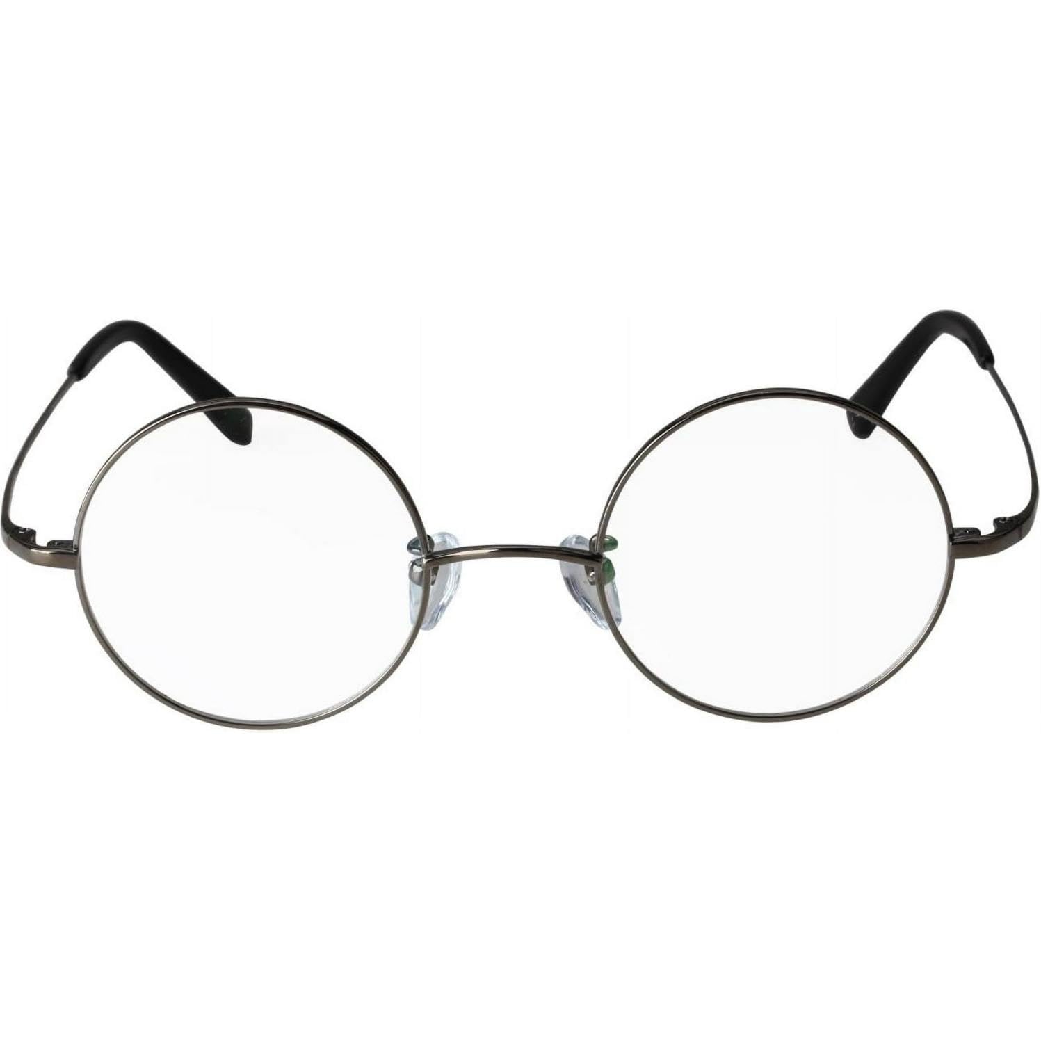 Agstum Runder optischer Rahmen aus reinem Titan, Retro-Stil, klare Linse, grau, Medium