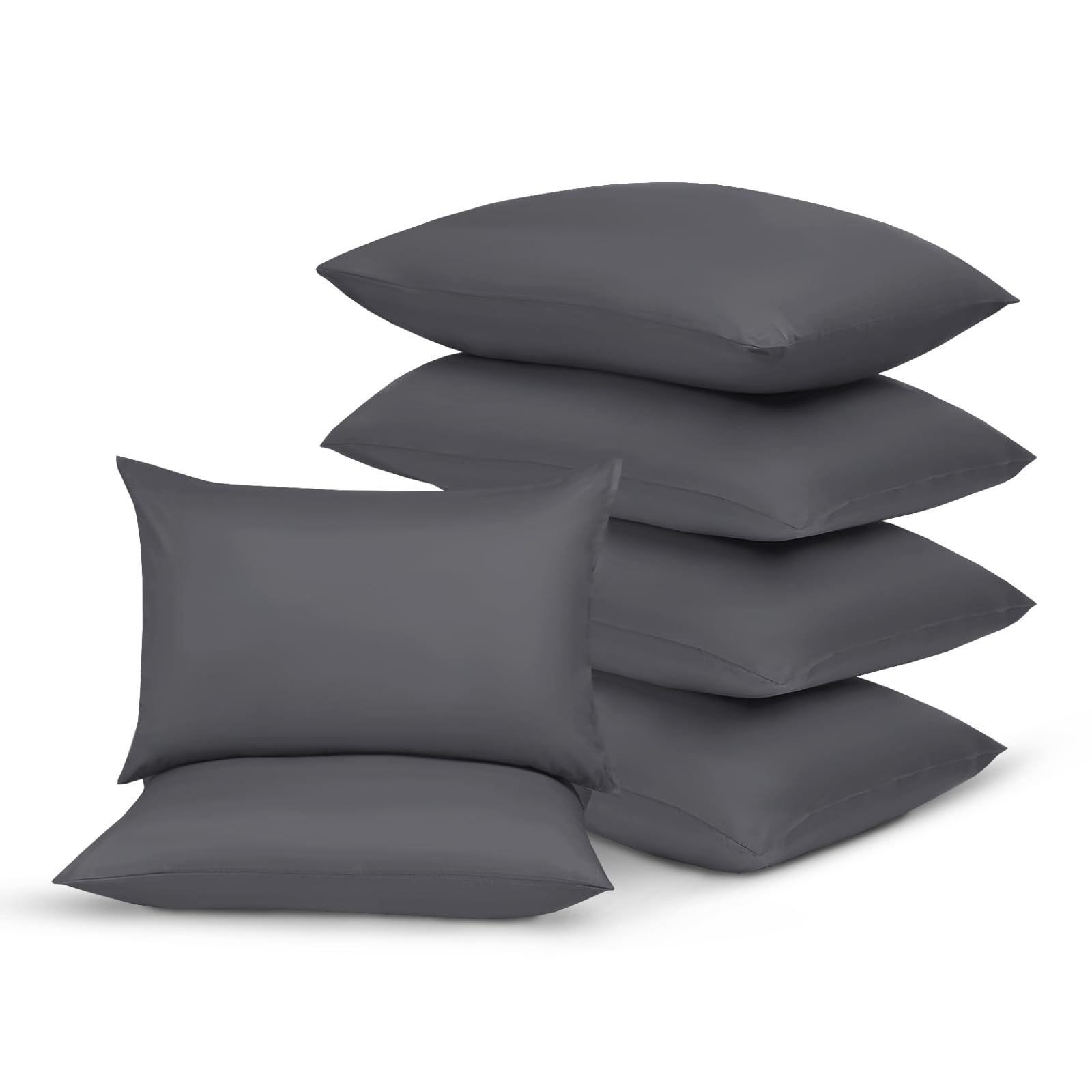 Yorkshire Bedding Charcoal Pillow Cases 6 Pack 100% Soft Brushed Microfiber Pillowcases with Envelope Closure- Fade & Stain Resistant Housewife Pillow Case 50 X 75 Cm