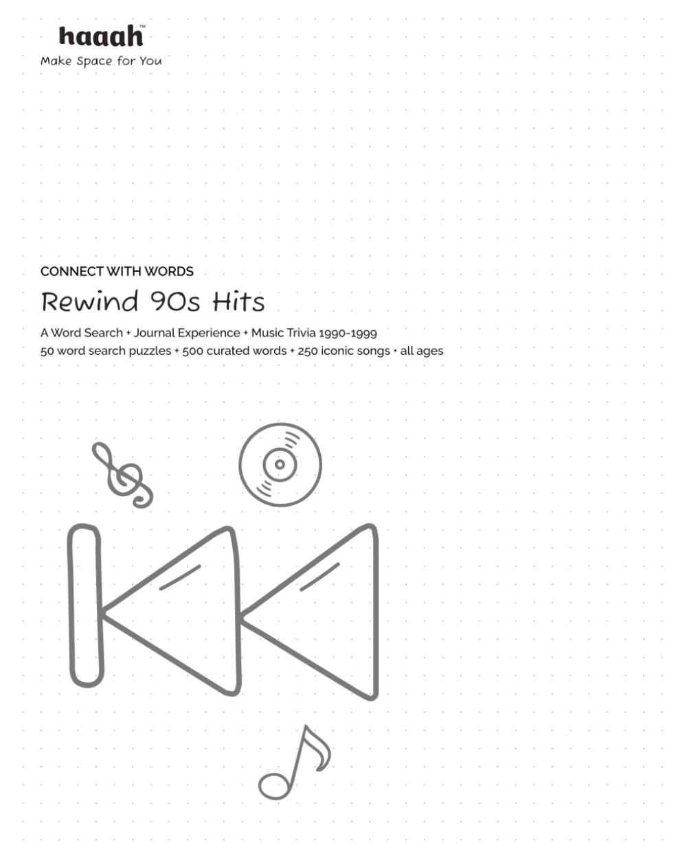 Connect with Words: Rewind 90s Hits: 50 Word Search Puzzles + 500 Words + 250 Iconic Songs | Music Trivia | 1990-1999 | All Ages