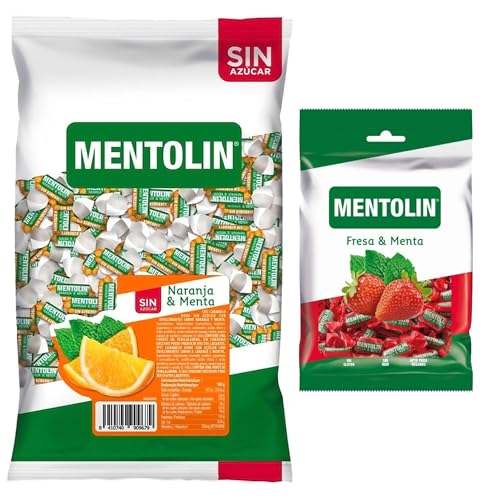 Mentolín caramelos garganta naranja s/a bolsa 1kg y de regalo fresa menta 150g