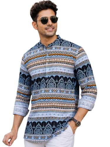Image of Majestic Man Men's Cotton Regular Fit Short Printed Designer Kurta