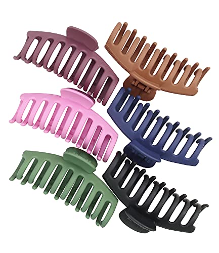 DAYAMY 6 Pcs Big Matte Hair Claw Clips - 4.3 Inch Large Hair Claw Clips for Women and Girls Jaw Hair Clips Hair Styling Accessories Strong Hold for Thick & Thin Hair
