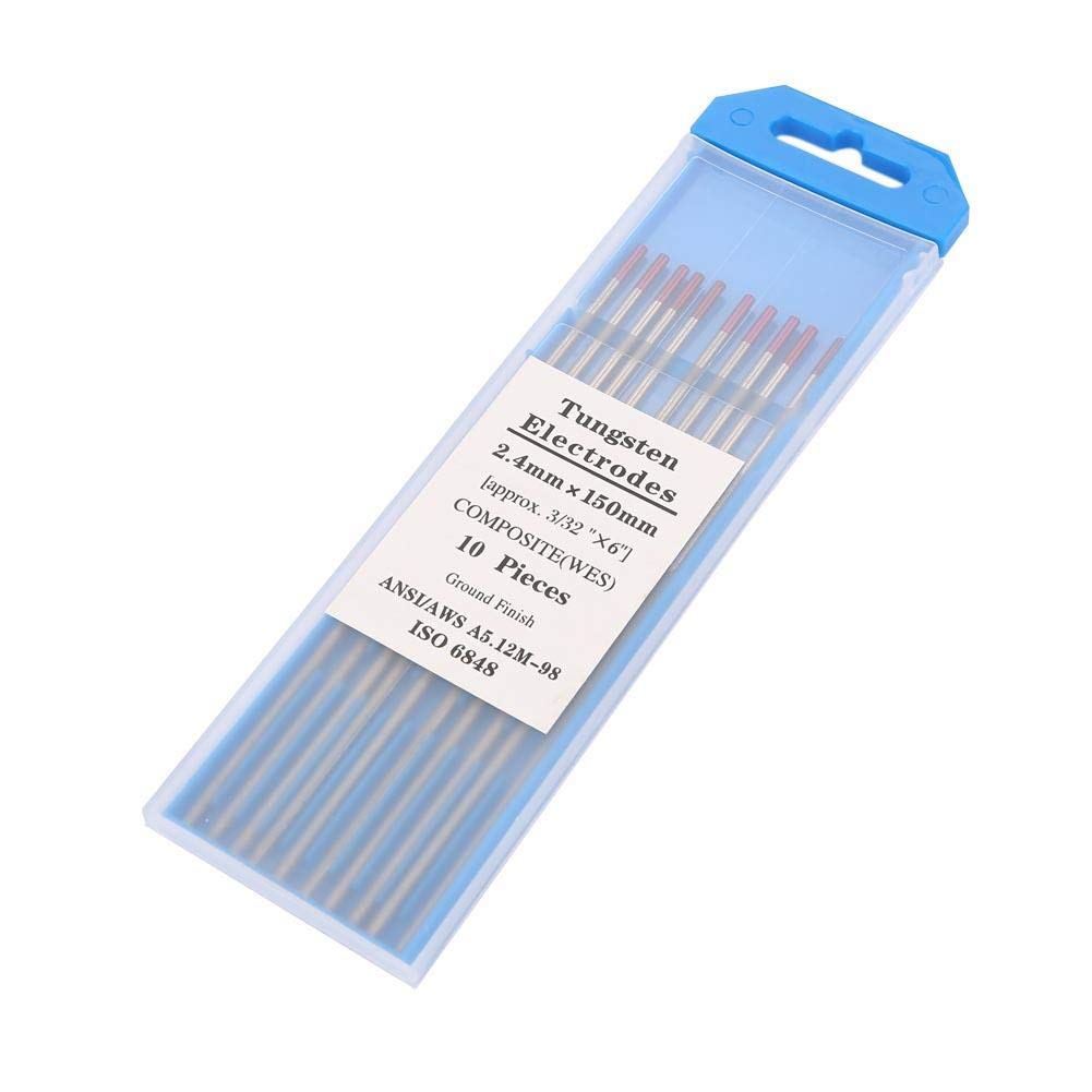 10er Pack Wolfram Elektrode 2,4 Pink, Verbundelektroden Wig Schweißen Wolframelektroden Lila Wolframelektroden 2,4 * 150 mm