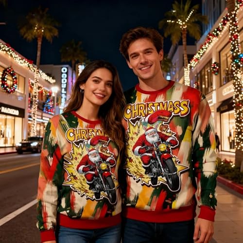 Motorbike Santa Comic Burst Sweatshirt, alternative view 2