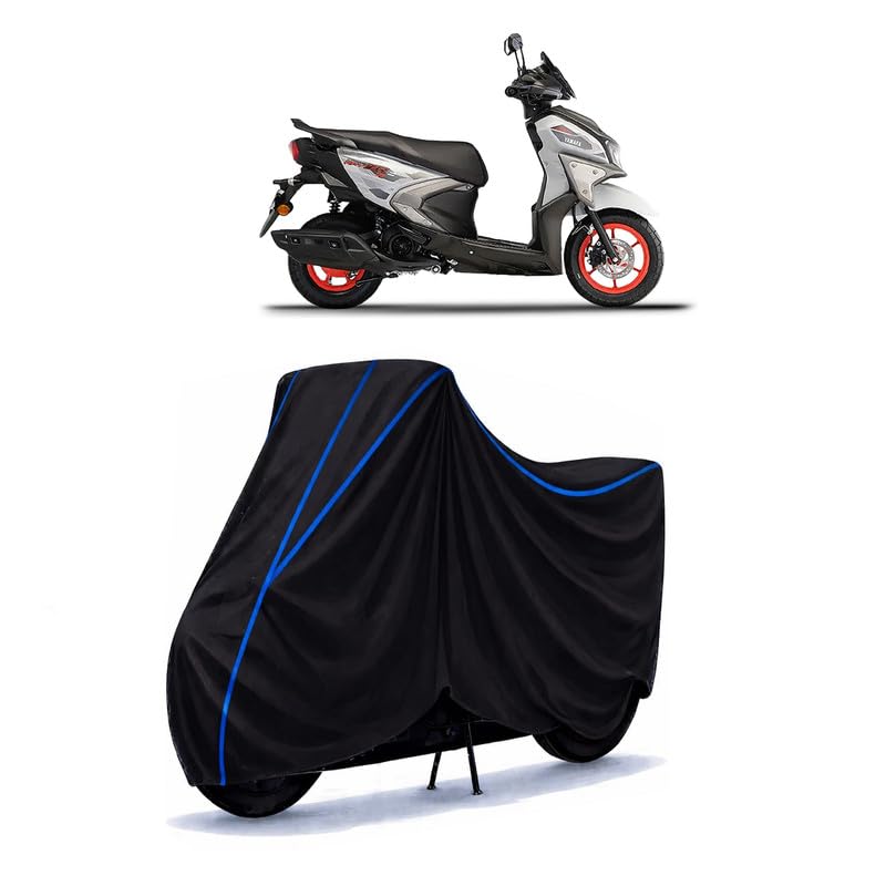Image of Scooty Cover Water Resistant for Ray ZR 125 Street | Universal Scooter & Bike Cover | Heavy Duty UV Dust, Rain & Scratch Protection | Elastic Fit All Weather Indoor Outdoor | Black with Blue Piping