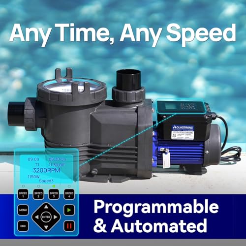 Image of Aquastrong Variable Speed Pool Pump, 3 HP, 220V, 11359GPH, In /Above Pool Pump, Energy Efficient, High Flow, Powerful Self Primming Swimming Pool Pumps with Filter Basket
