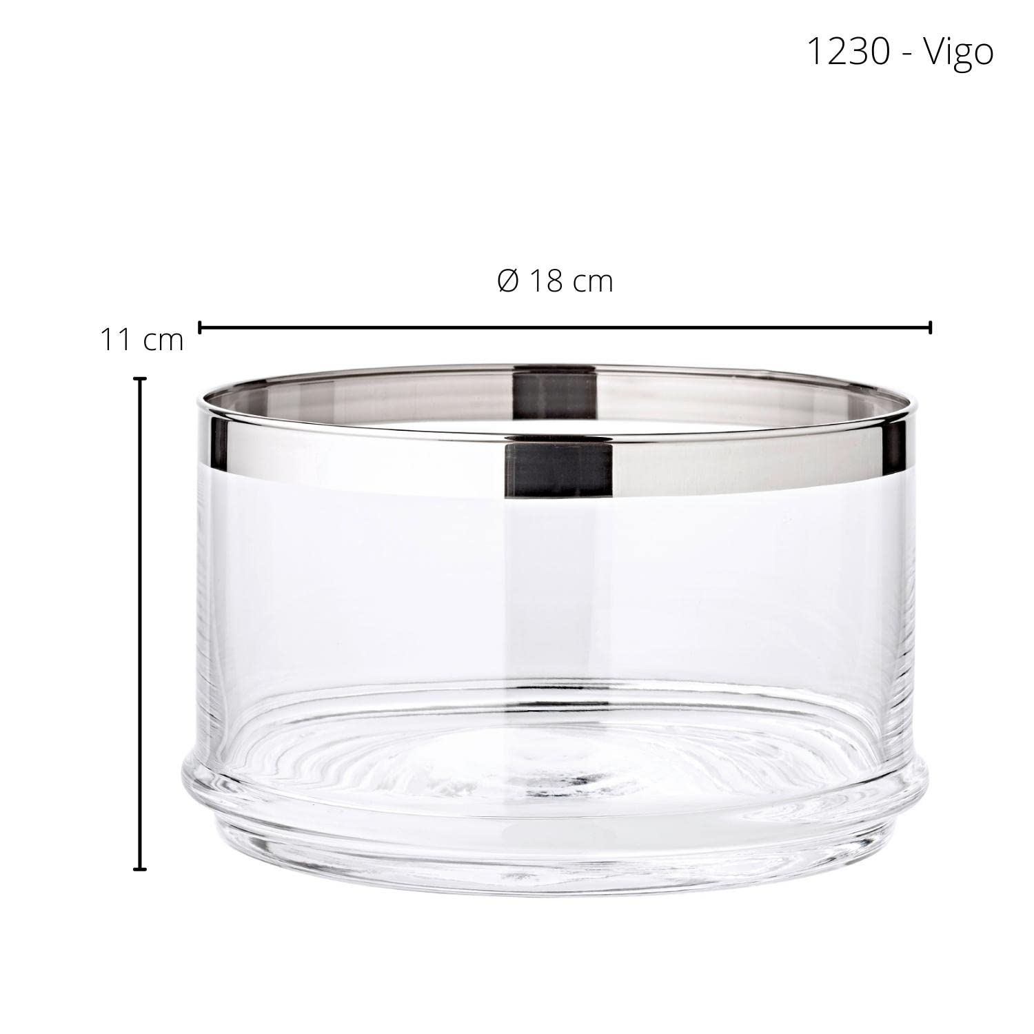Edzard Ciotola in Vetro per servire Vigo, Bicchiere in Cristallo soffiato a Bocca con Bordo in Platino, Diametro 19 cm, Altezza 12 cm