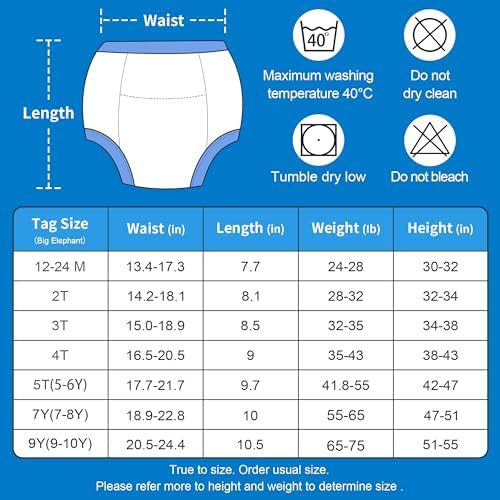 BIG ELEPHANT Toddler Potty Training Pants Baby Boys Cotton Underwear 10 Pack, 2T - 4