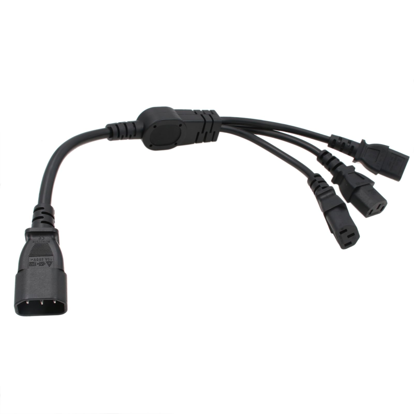 HTCable UPS PDU Computer Power Splitter Kabel C14 auf 3 x C13 10A 250V 30cm Verlängerungskabel (C14-3xC13 30cm)