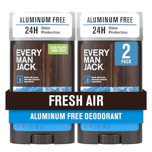 Every Man Jack Fresh Air Men’s Deodorant - Stay Fresh with Aluminum Free Deodorant For all Skin Types - Odor Crushing, Long Lasting, with Naturally Derived Ingredients - 3oz (2 Pack)