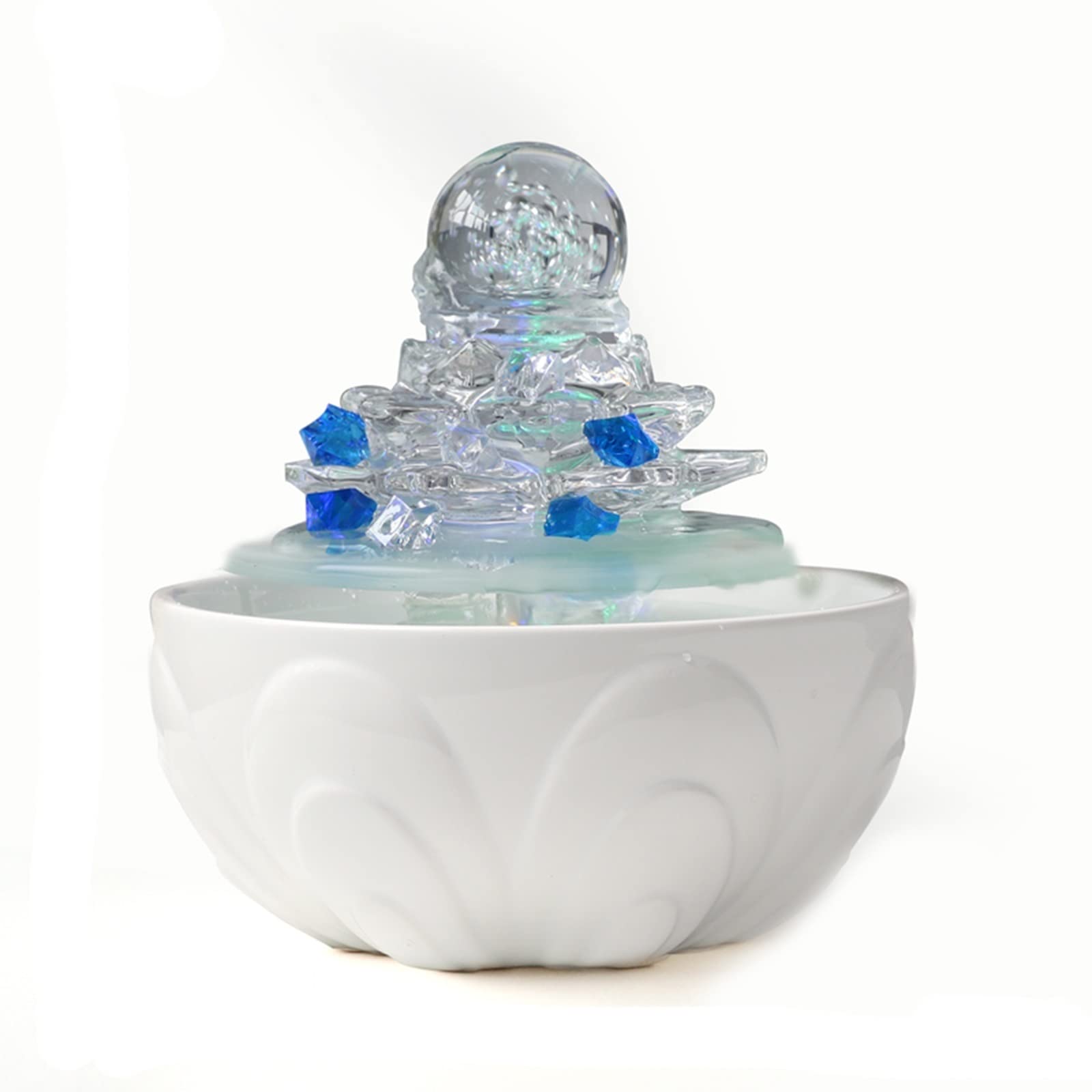 Fuente Decorativa de jardín, Fuente de Agua con Cascada, de cerámica, Feng Shui Zen, decoración para salón, Dormitorio, Oficina, 19,5 x 18,5 x 18,5 cm