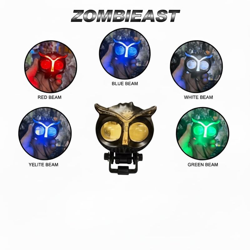 Image of Bike Univeasal Heavy Metal Led OWL(Ullu) Shape Fog Light Yellow-White Light Foglight Universal for All Bike Low&High Beam for All Bajaj