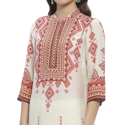 Image of BIBA Women Modal Blend Straight Printed Suit Set