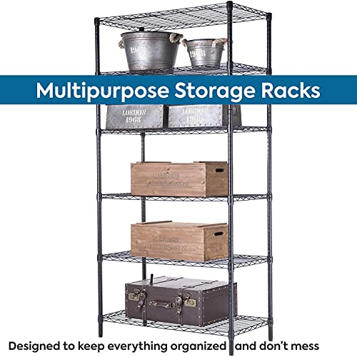 Image of Callas Supreme Height Adjustable 6-Tier Rack for Living Room, Kitchen, Home & Office Organizer (Black | 90 x 35 x 180 cm)