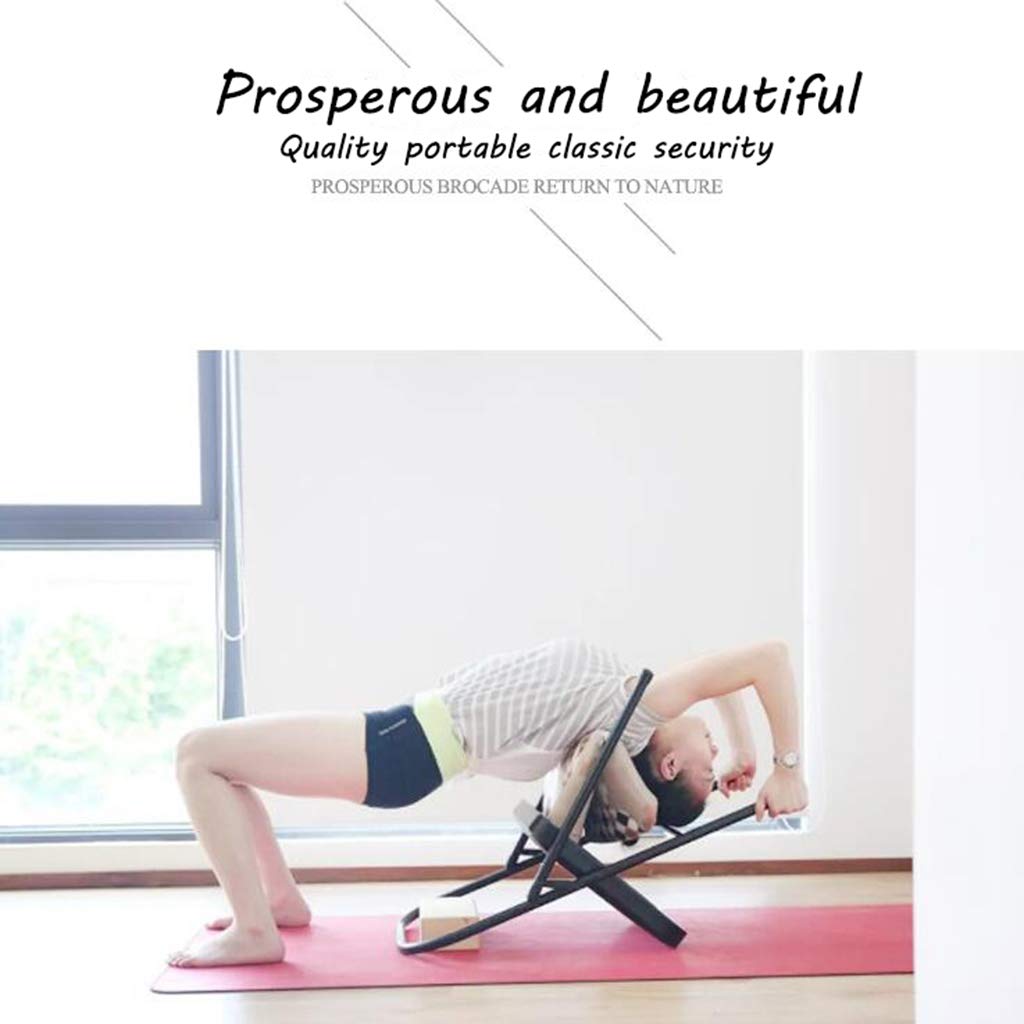 Pilates Sedia Yoga Iyengar, Bretelle, Sedia Pieghevole ausiliaria Yoga, Cuoio pu, Ispessimento, Travi Anteriori e Posteriori, Nero,Black,78 * 48 * 45cm