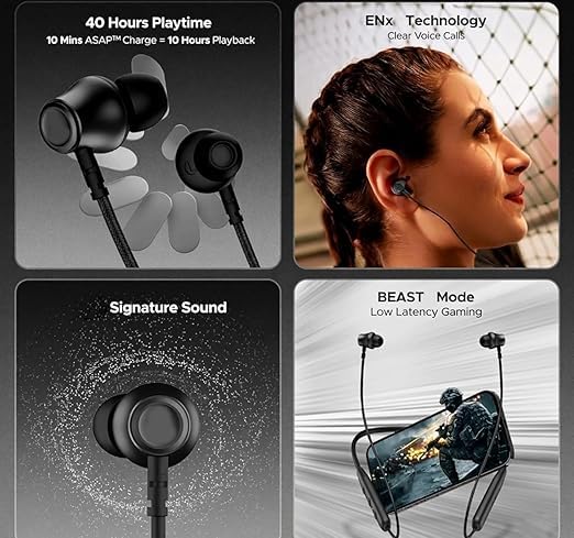 Image of Original Neckband for Boat Rockerz 111 Bluetooth with 40 Hours Battery, Fast Charging, ENC Calling, Dual Pairing & Deep Bass Sound for Sports & Gaming