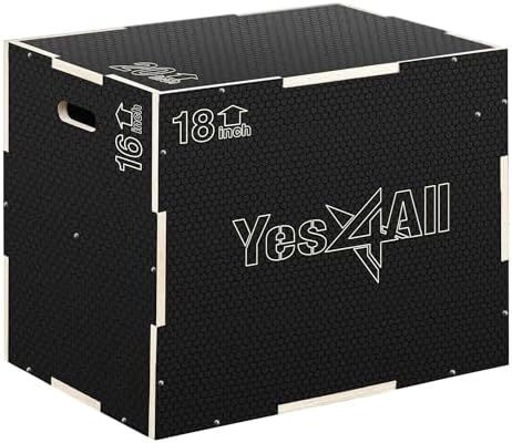 Yes4All Plyo-Box aus Holz, 3-in-1, rutschfeste Step-Up-Box für Workout, plyometrische Sprungbox für Seilspringen, Springen, Ausfallschritte, Kniebeugen und Dips