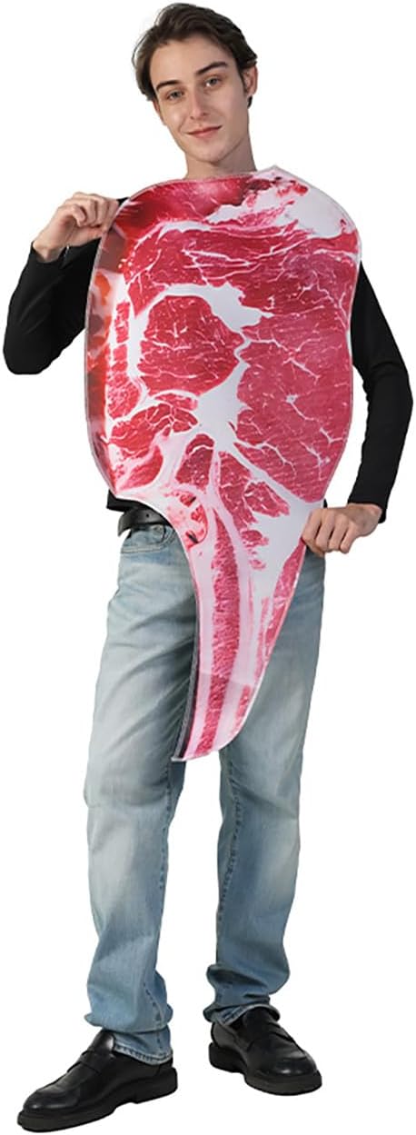 DSplay Adult Beef Costume Funny Food Meat Tunic Halloween Costumes