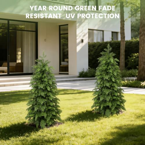 Image of 3FT Artificial Cedar Topiary Trees,2 Pack UV Resistant Faux Pine Tree