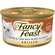 Purina Fancy Feast Grilled Wet Cat Food Liver and Chicken Feast in Wet Cat Food Gravy - Pack of 24 3 oz. Cans