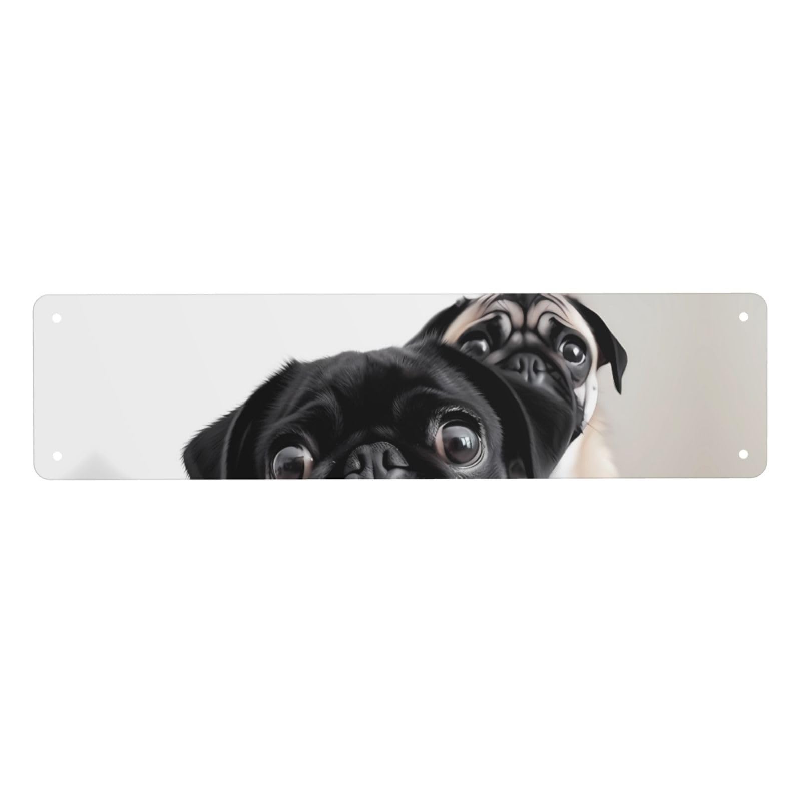 Vintage Metal Tin Signs Retro Garage Signs Stylish Wall Art Plaques for Home Decor Unique Poster 4x16 Inch Cute Black Pug Dog Metal Sign Outdoor Wall Decorations Gifts