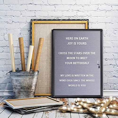 Eversupply Enclosed Changeable Letter Boards Felt Message Board With Locking Door, Grey, Aluminum Frame, 19X14 Inches #TOP5