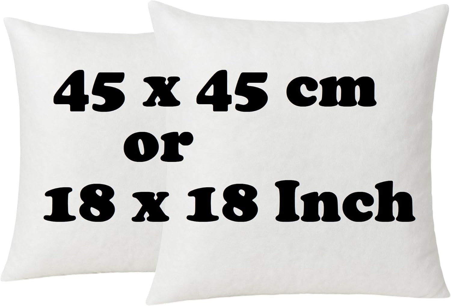 4All Cushion Inserts 45cm x 45cm (18" x 18" inches) Hollow Fibre Cushion Pads with Soft Polycotton Cover, Fluffy Square Pillow Inserts for Sofa & Bed, Supportive Cushion Filling (2, 45x45cm(18x18))