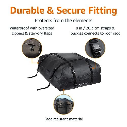 Amazon Basics Rooftop Cargo Carrier Bag, Black, 424.8 litres, 15 cu. ft. - Image 3