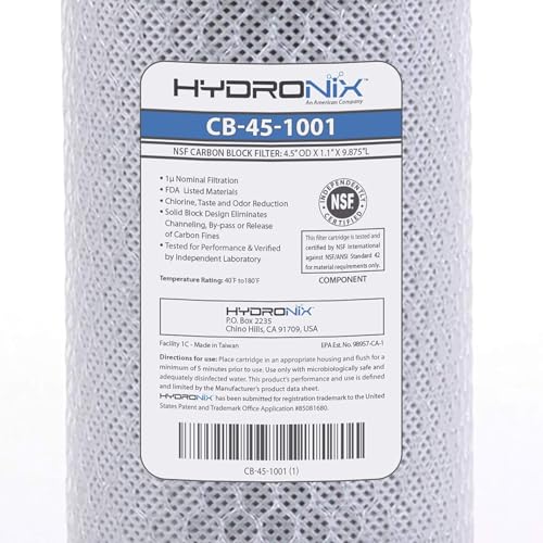 Filtres Hydronix charbon actif pour supprimer le goût de chlore de l'eau