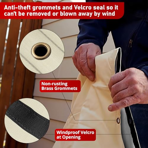 Image of Redford Supply Pro Outdoor Backflow Preventer Insulation Cover for Winter Pipe Freeze Protection, Multi-use Waterproof Pouch for Water Sprinkler Valve Box, Meter or Controller (28 inchW x 20 inchH, Beige)