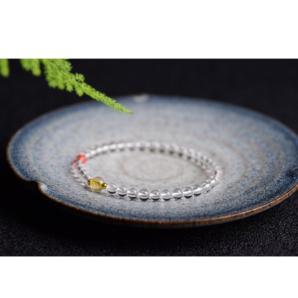 Bracciale in Quarzo Trasparente Naturale, Braccialetto in Cristallo curativo per Donne e Uomini, Braccialetto con Perline Rotonde, Braccialetto con Perline di Pietre preziose