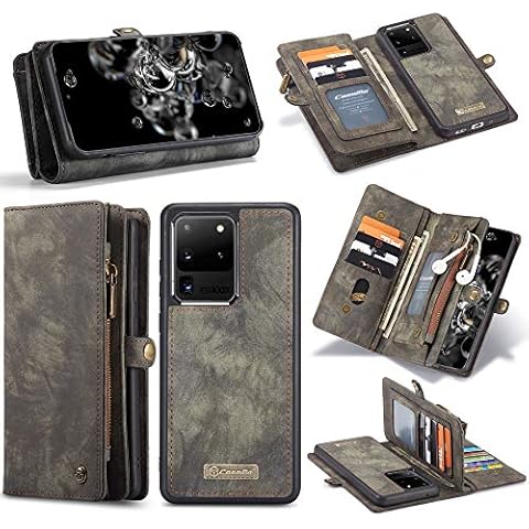 UFinetech 2-in-1 Samsung Galaxy S20 Ultra Case Wallet TPU Leather Flip Card Holder Slot Zipper Magnetic 2020 Stylish Luxury Detachable Purse Holster Cover for Samsung Galaxy S20 Ultra 5G Black Cover